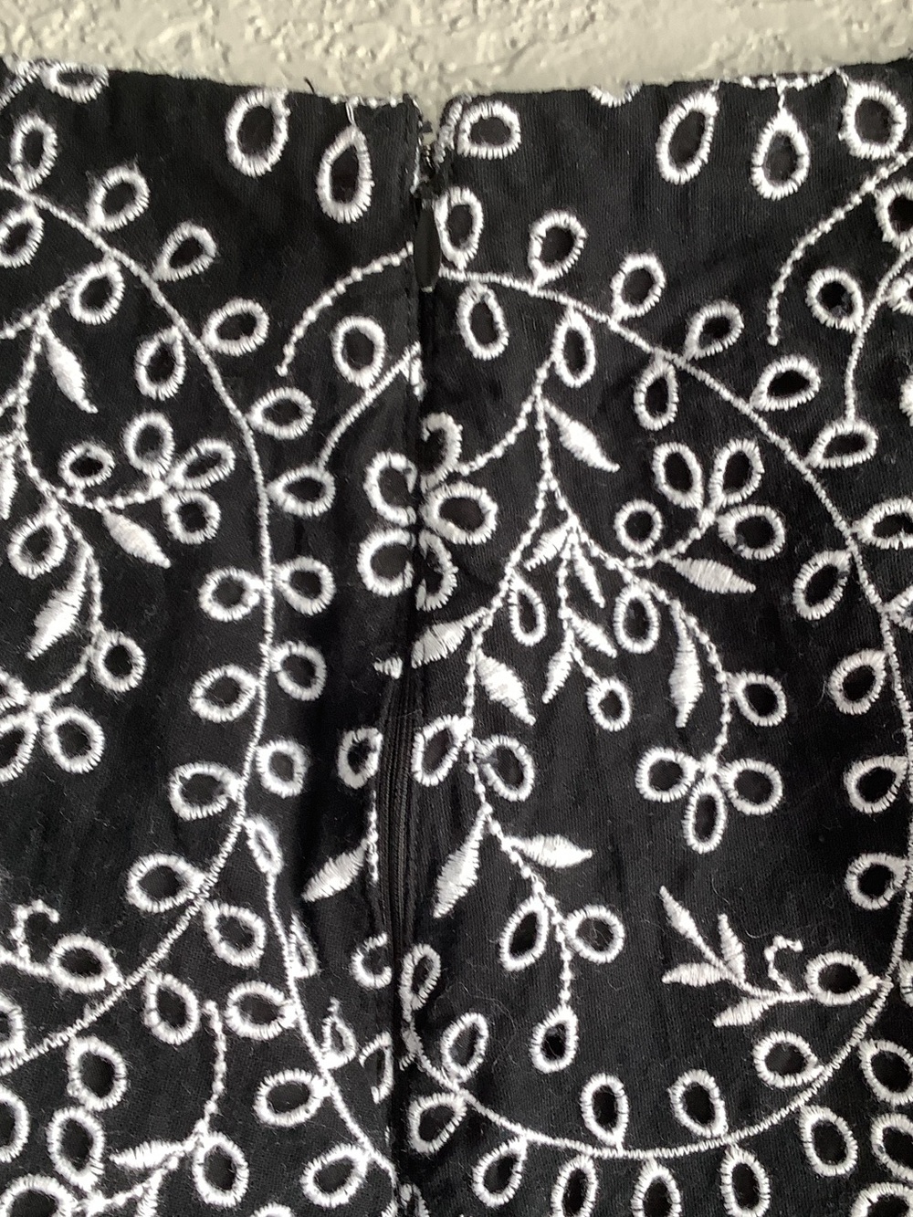 LOFT Black Mini Skirt with White Eyelet Embroidery - Picture 3 of 6